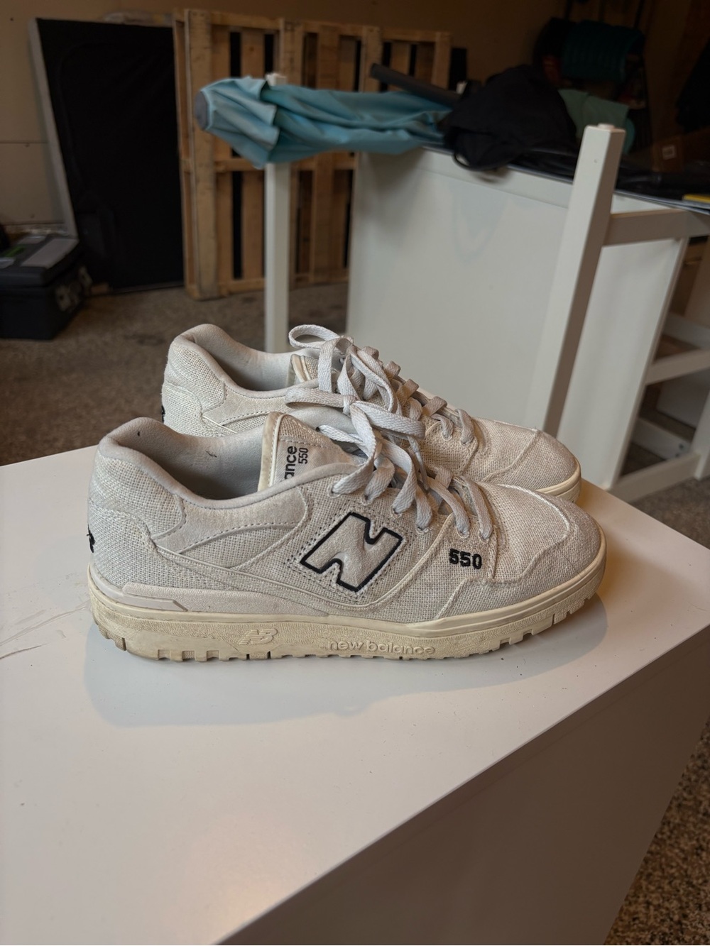 New Balance 550 Men’s Sneakers in Off-White Canvas